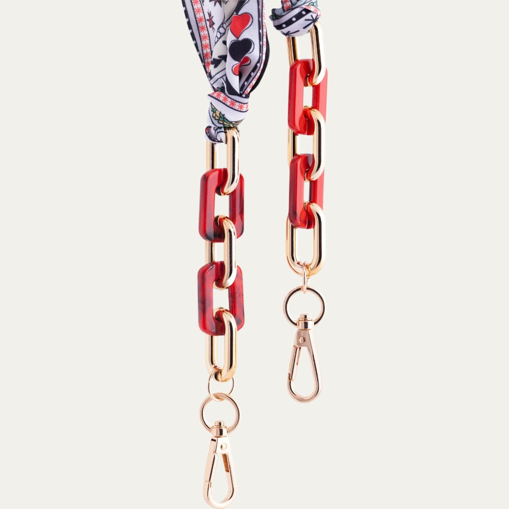 Mystic Fortune Eyewear Ribbon | Tarot Print Fabric & Bold Red Acetate Links