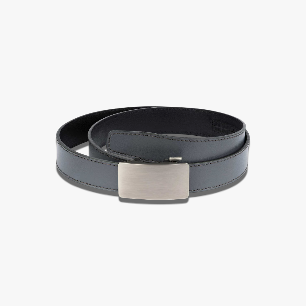 Urban Tech Slate | Smooth Charcoal Leather Belt with Automatic Matte Buckle