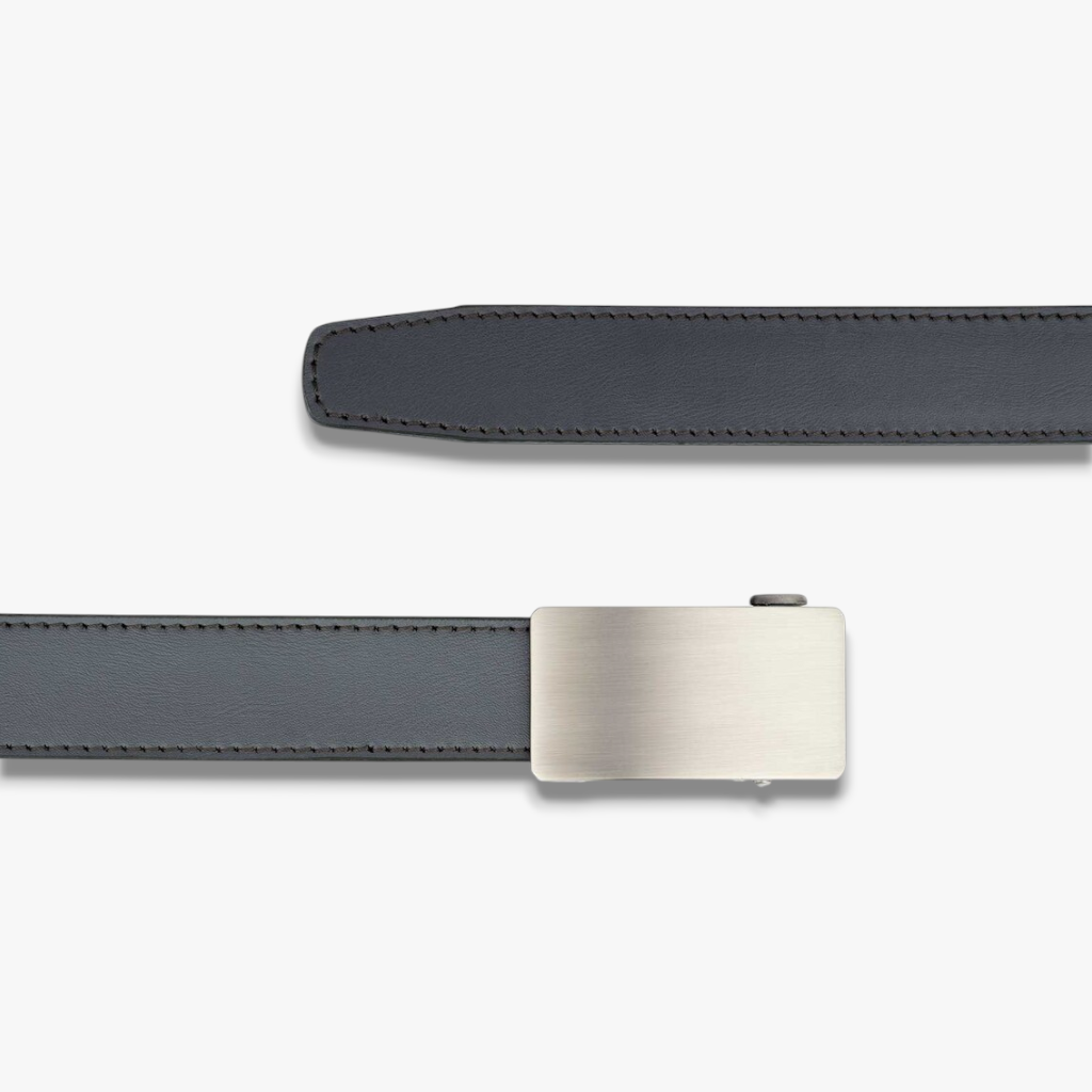 Urban Tech Slate | Smooth Charcoal Leather Belt with Automatic Matte Buckle