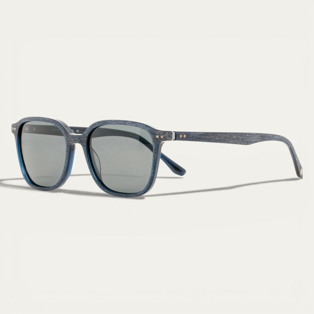 Blue Wood Texture Sunglasses | Dark Blue Frame with Wood Grain Finish