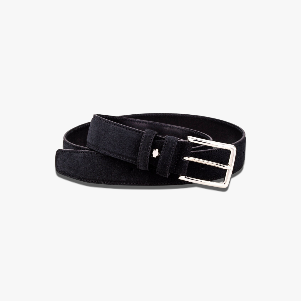 Midnight Suede | Premium Black Suede Belt with Polished Silver Hardware