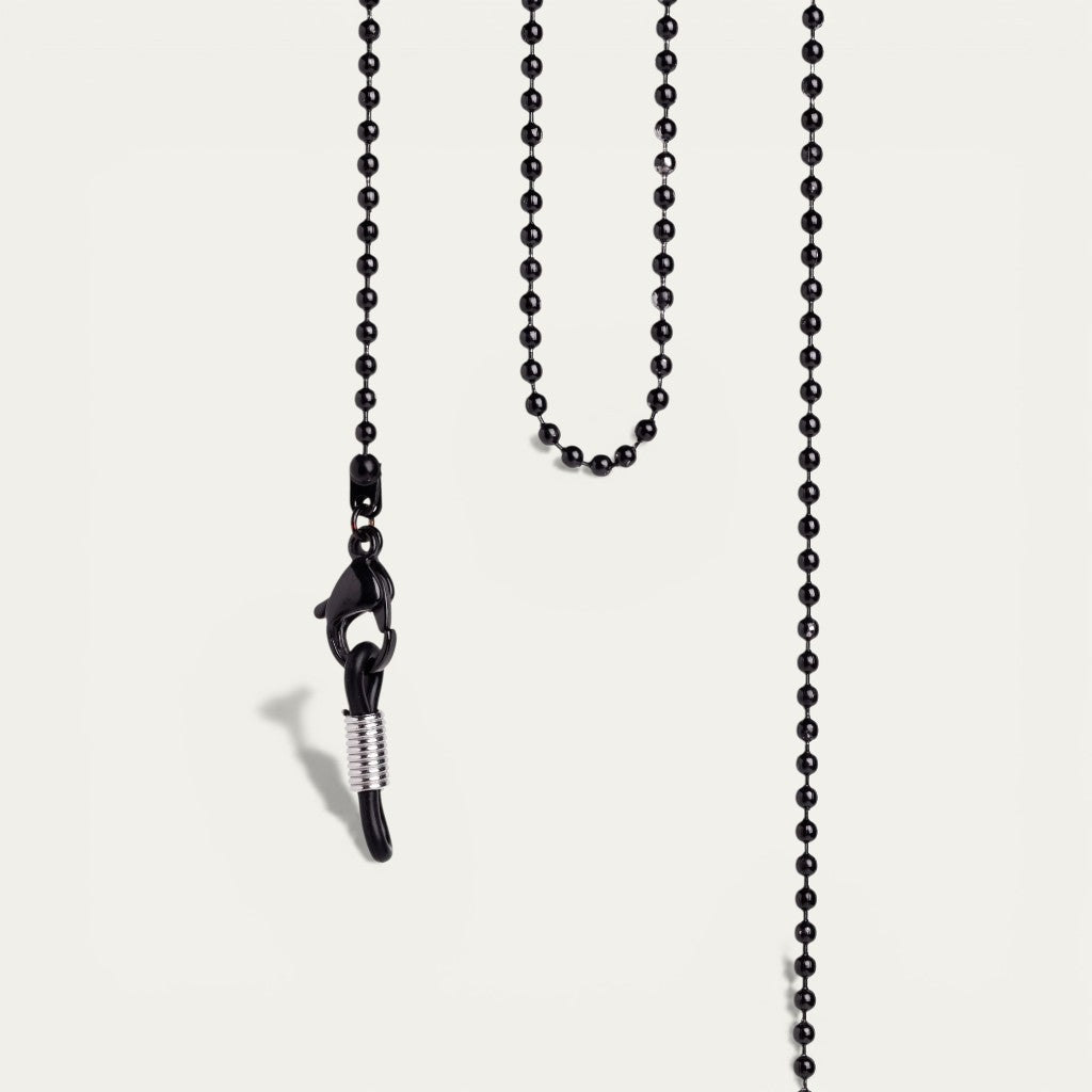 Rock Black Eyewear Chain | Metallic Black Beaded Accessory