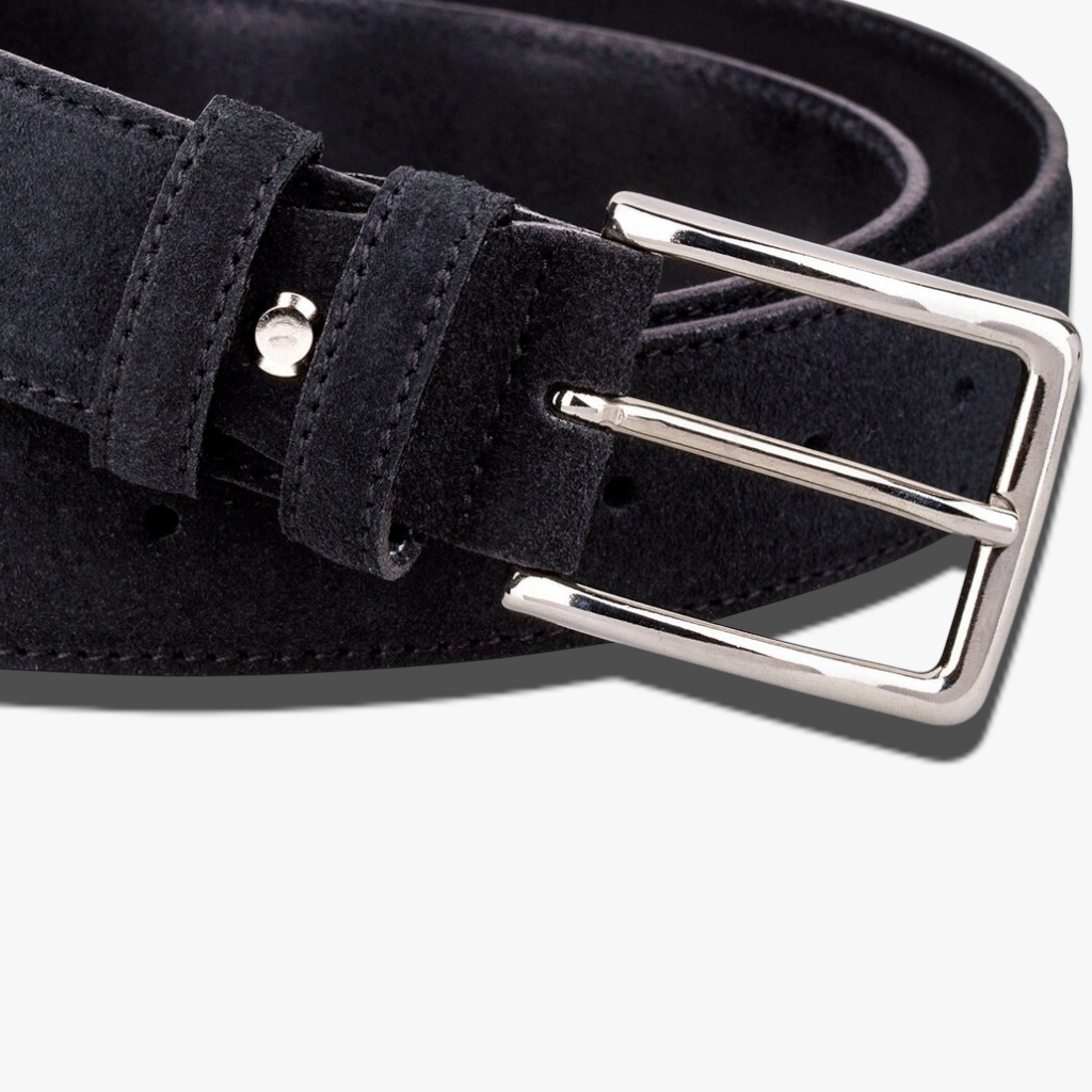 Midnight Suede | Premium Black Suede Belt with Polished Silver Hardware