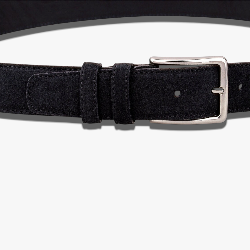 Midnight Suede | Premium Black Suede Belt with Polished Silver Hardware