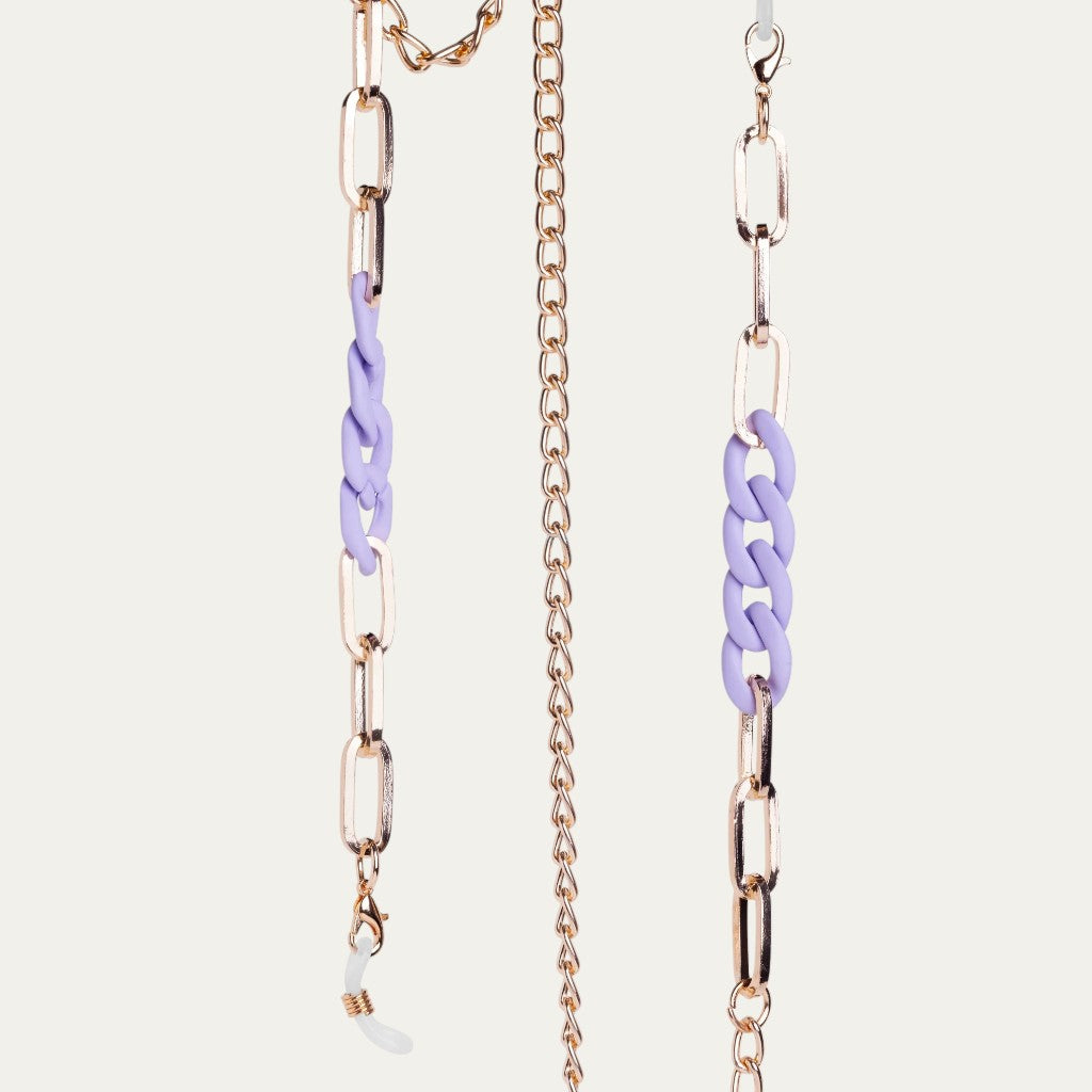 Lavender & Gold Eyewear Chain | Mixed Link Acrylic & Metal Accessory