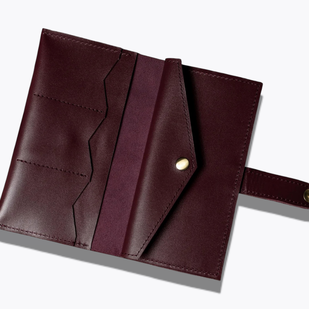 Burgundy Heritage | Handcrafted Deep Wine Leather Wallet with Brass Fastener