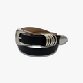 Silver Dune | Black Smooth Leather Belt with Polished Chrome Hardware