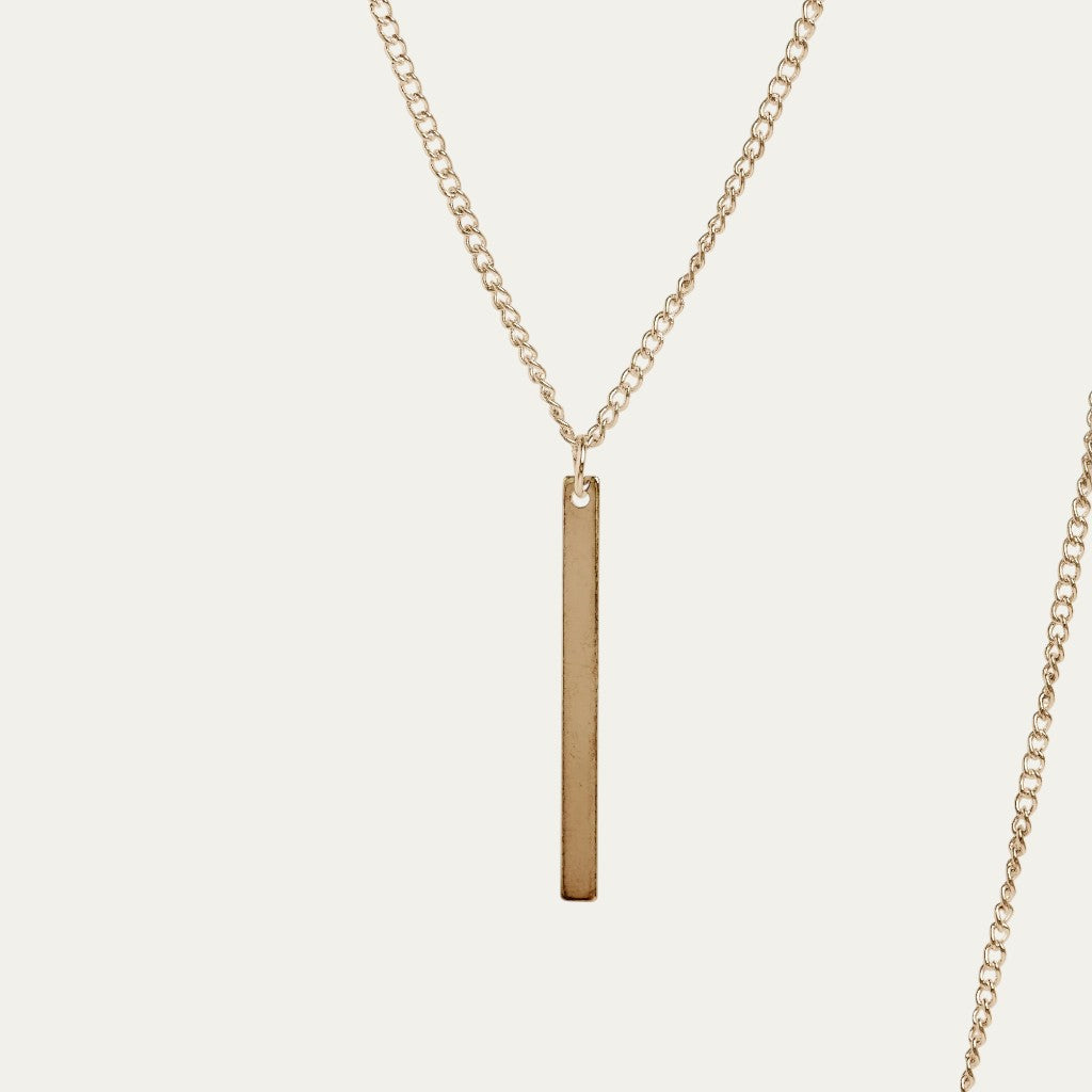 Double Gold Eyewear Chain | Cascading Layered Chain with Bar Pendants
