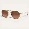 Hexagonal Metal Sunglasses | Gold Frame & Brown Lenses