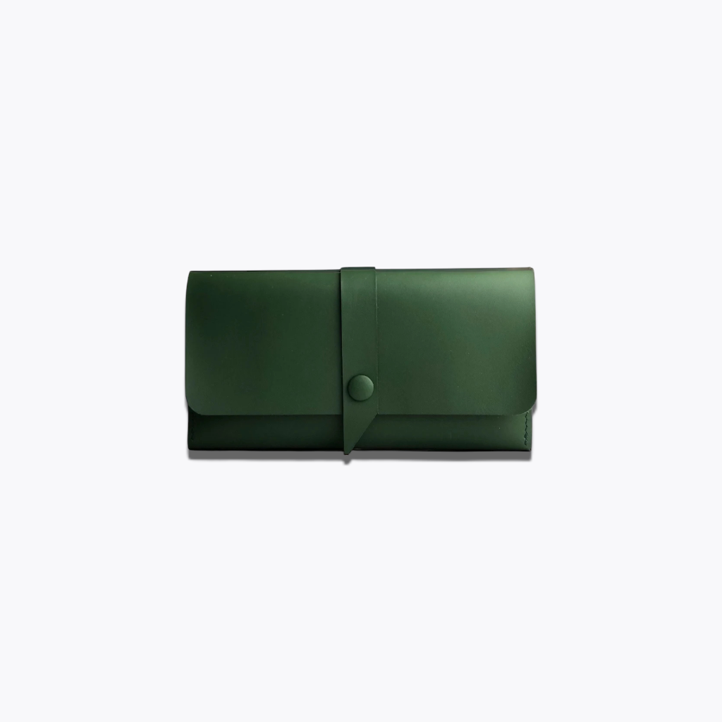 Emerald Heritage | Handcrafted Forest Green Leather Wallet with Minimalist Strap
