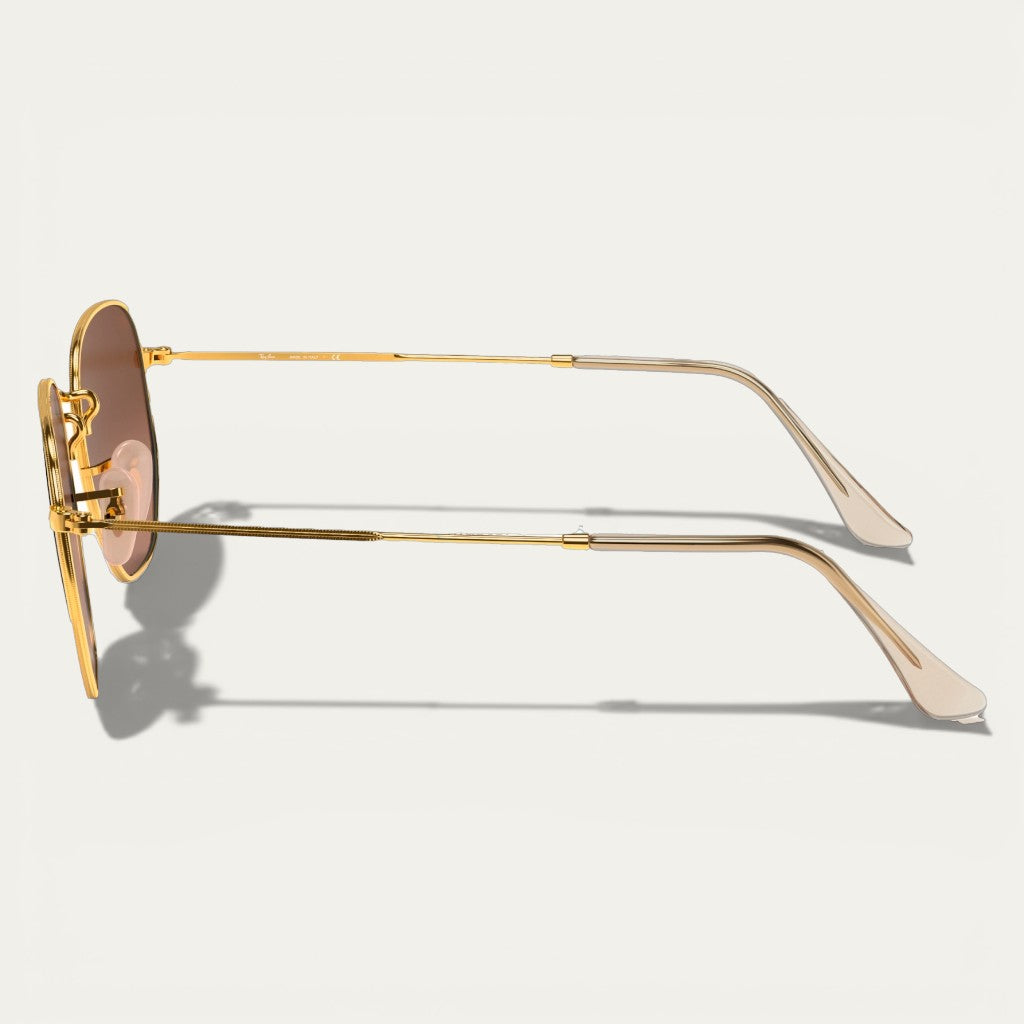 Hexagonal Metal Sunglasses | Gold Frame & Brown Lenses
