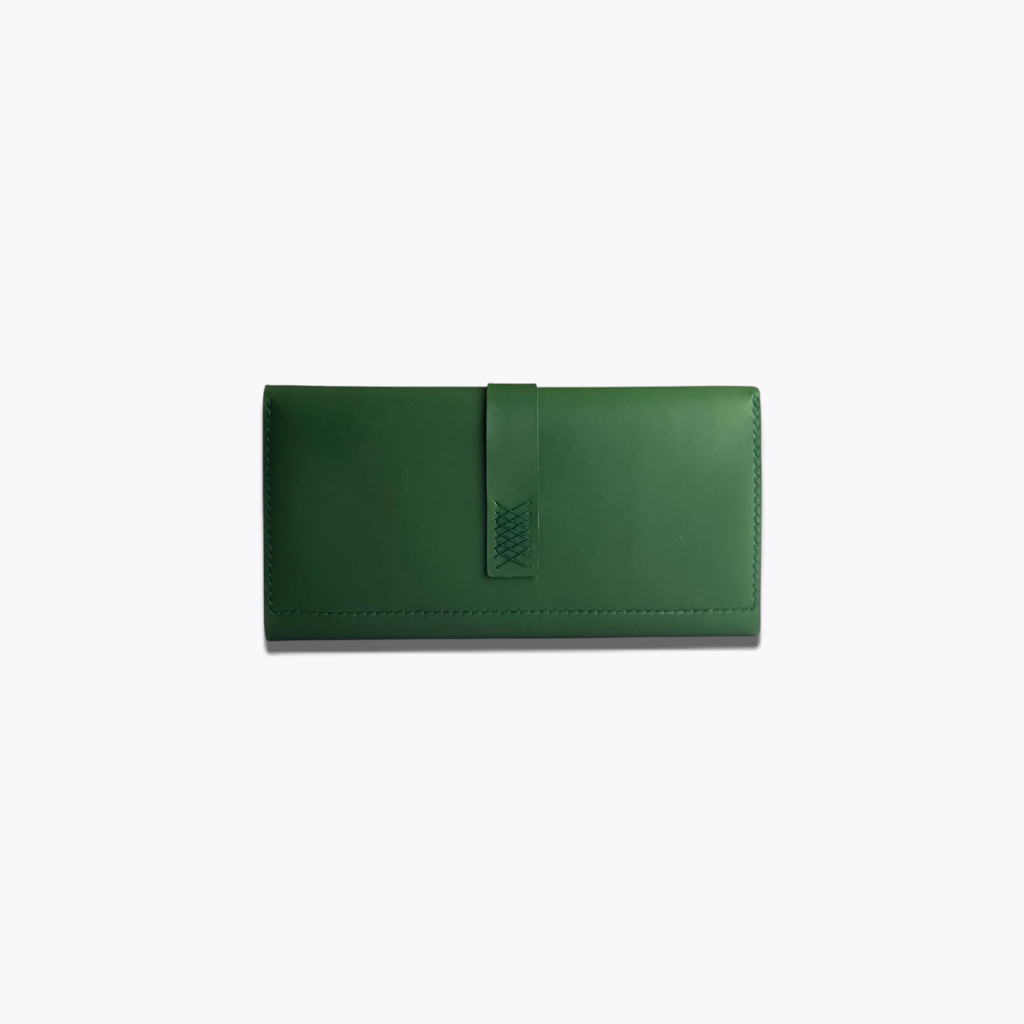 Emerald Heritage | Handcrafted Forest Green Leather Wallet with Minimalist Strap