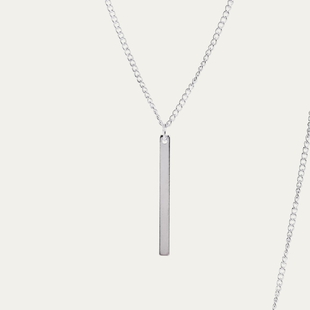 Double Silver Eyewear Chain | Cascading Layered Chain with Silver Bar Pendants