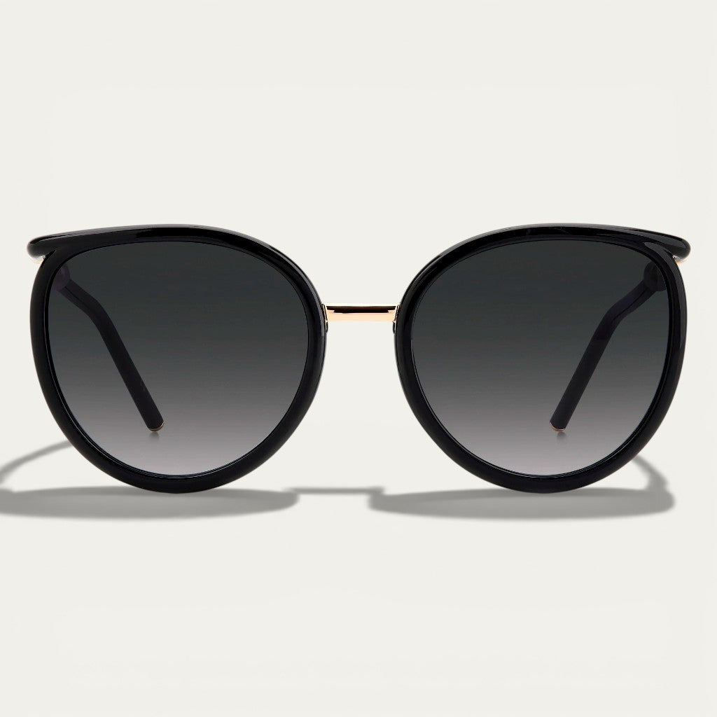 Carolina Pearl Sunglasses | Black Round Frame with Pearl Detail