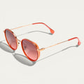 Peach Gold Round Sunglasses | Polarized Lenses & Golden Frame