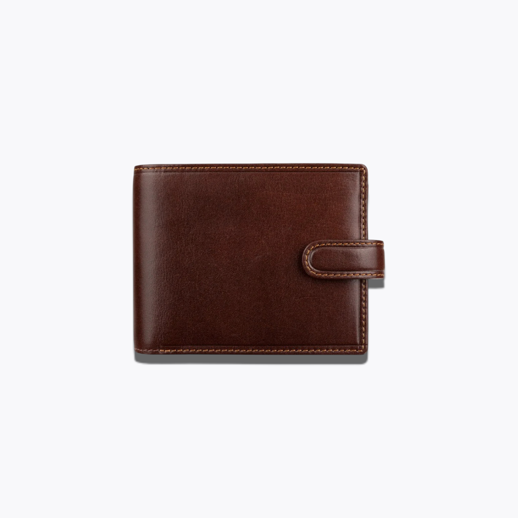 Heritage Mahogany | Classic Dark Brown Leather Bifold Wallet with Plaid Interior