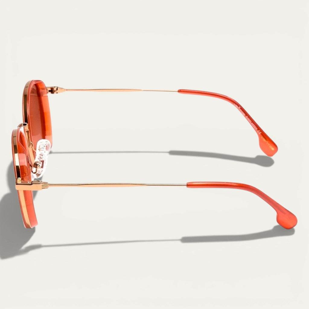Peach Gold Round Sunglasses | Polarized Lenses & Golden Frame
