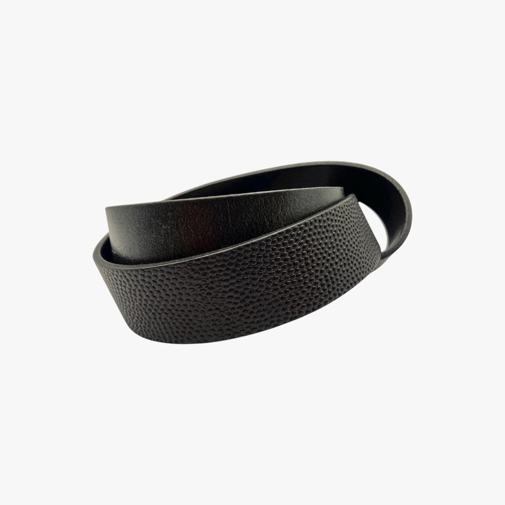 Midnight Pebble | Textured Matte Black Leather & Brushed Steel Hardware
