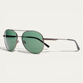Metal Double Bridge Aviator Sunglasses | Gunmetal Frame & Dark Green Lenses