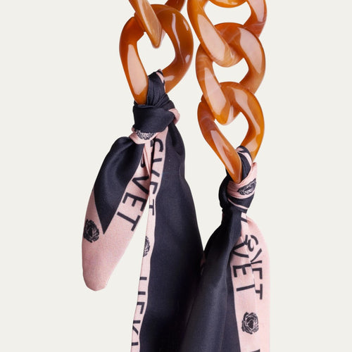 Amber Classic Eyewear Ribbon | Printed Fabric & Caramel Acetate Links