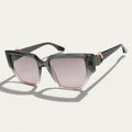 Smoky Grey Cat-Eye Sunglasses | Translucent Frame & Golden Panther Decor