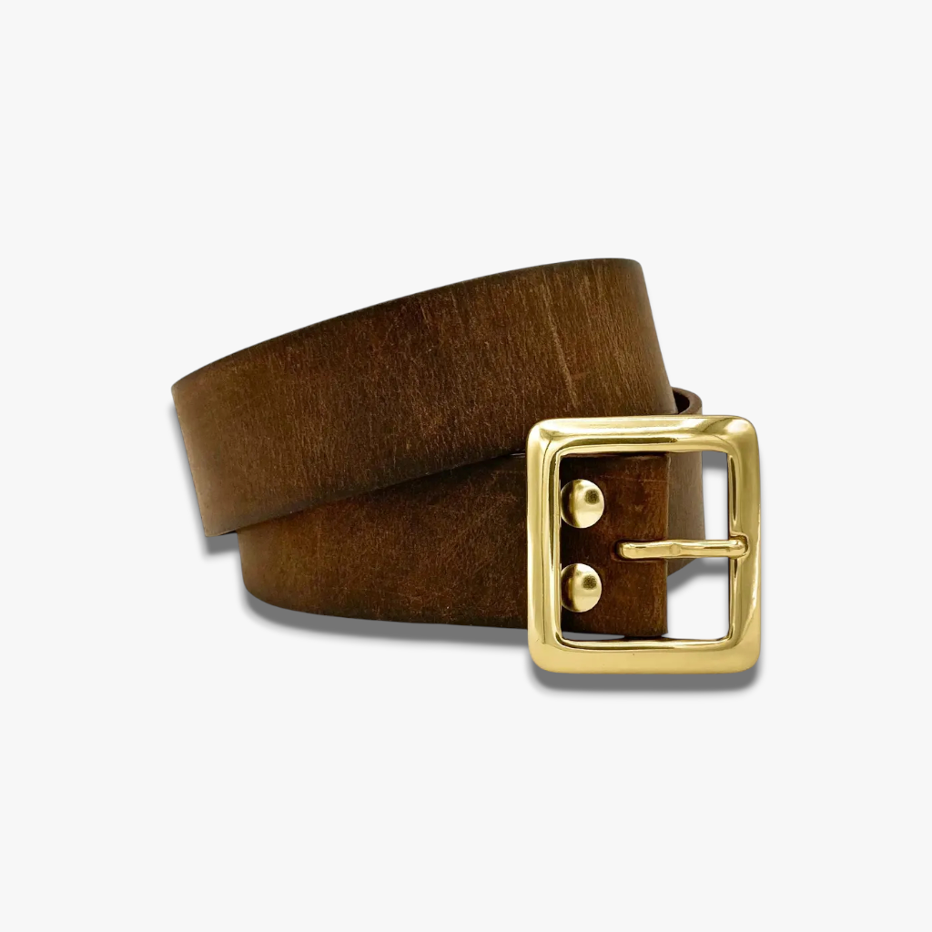 Golden Dune | Black Smooth Leather Belt with Sculpted Gold Hardware