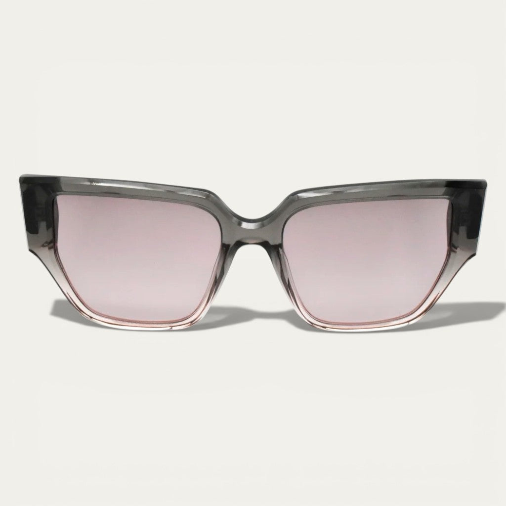 Smoky Grey Cat-Eye Sunglasses | Translucent Frame & Golden Panther Decor