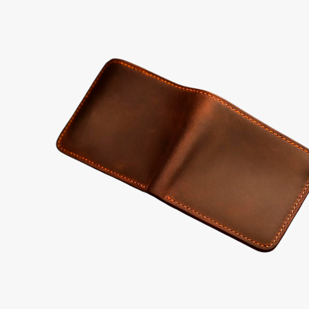 Copper Bifold | Handcrafted Saddle Leather Wallet with Amber Stitching