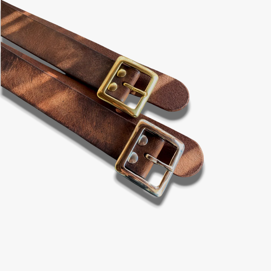 Golden Dune | Black Smooth Leather Belt with Sculpted Gold Hardware