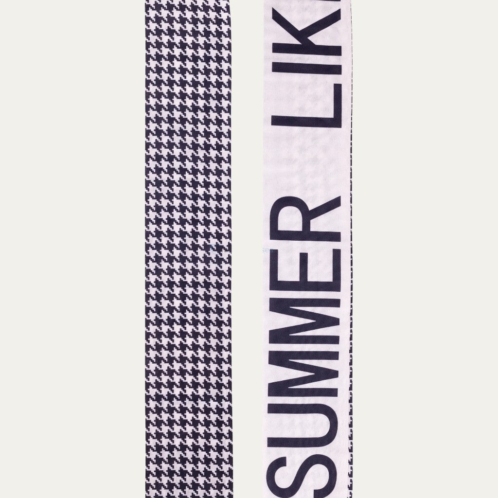 Summer Houndstooth Eyewear Ribbon | Printed Fabric & Bold White Acetate Links