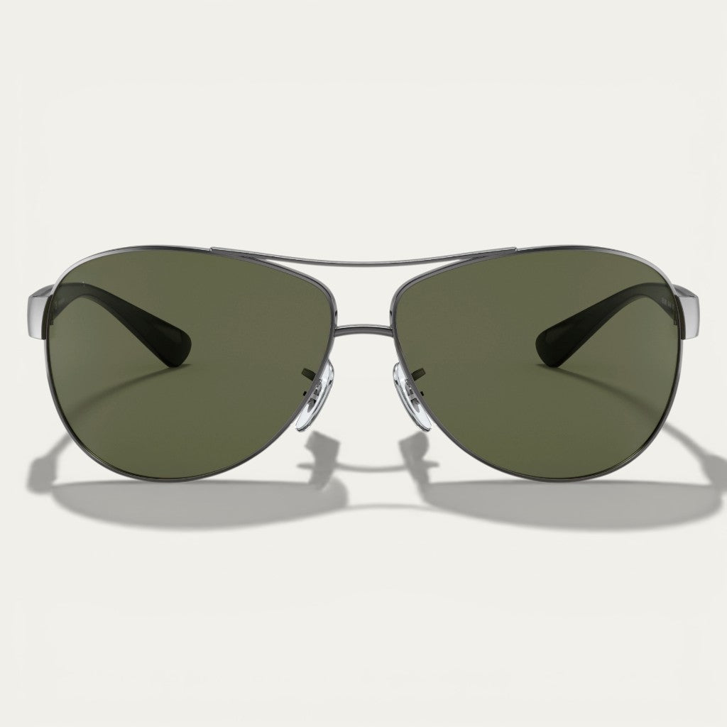 Navigator Gunmetal Aviator Sunglasses | Dark Green Lenses