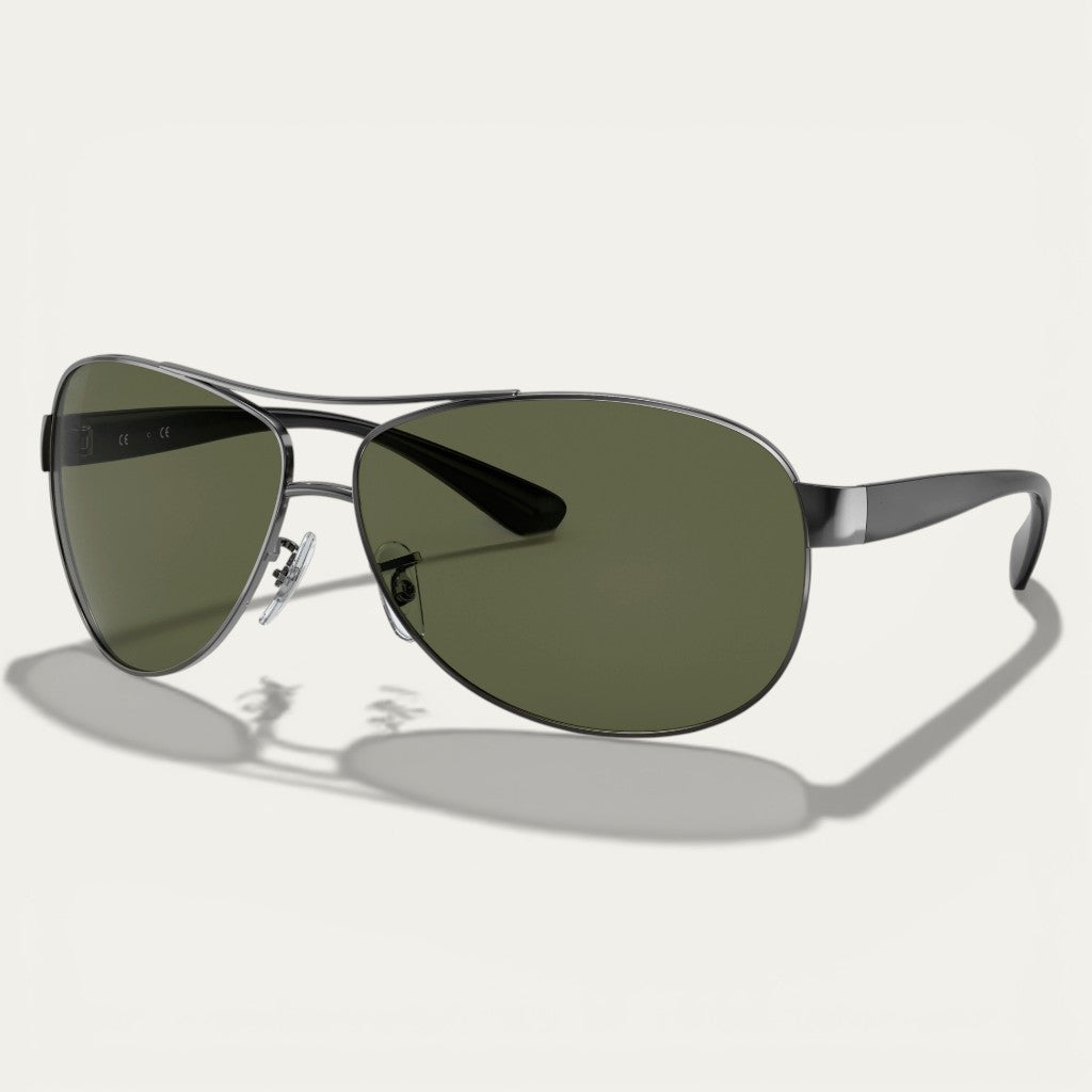 Navigator Gunmetal Aviator Sunglasses | Dark Green Lenses