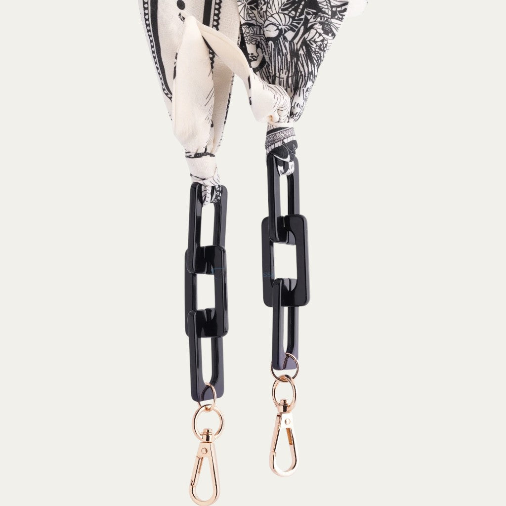 France Paris Eyewear Ribbon | Printed Fabric & Bold Black Acetate Links