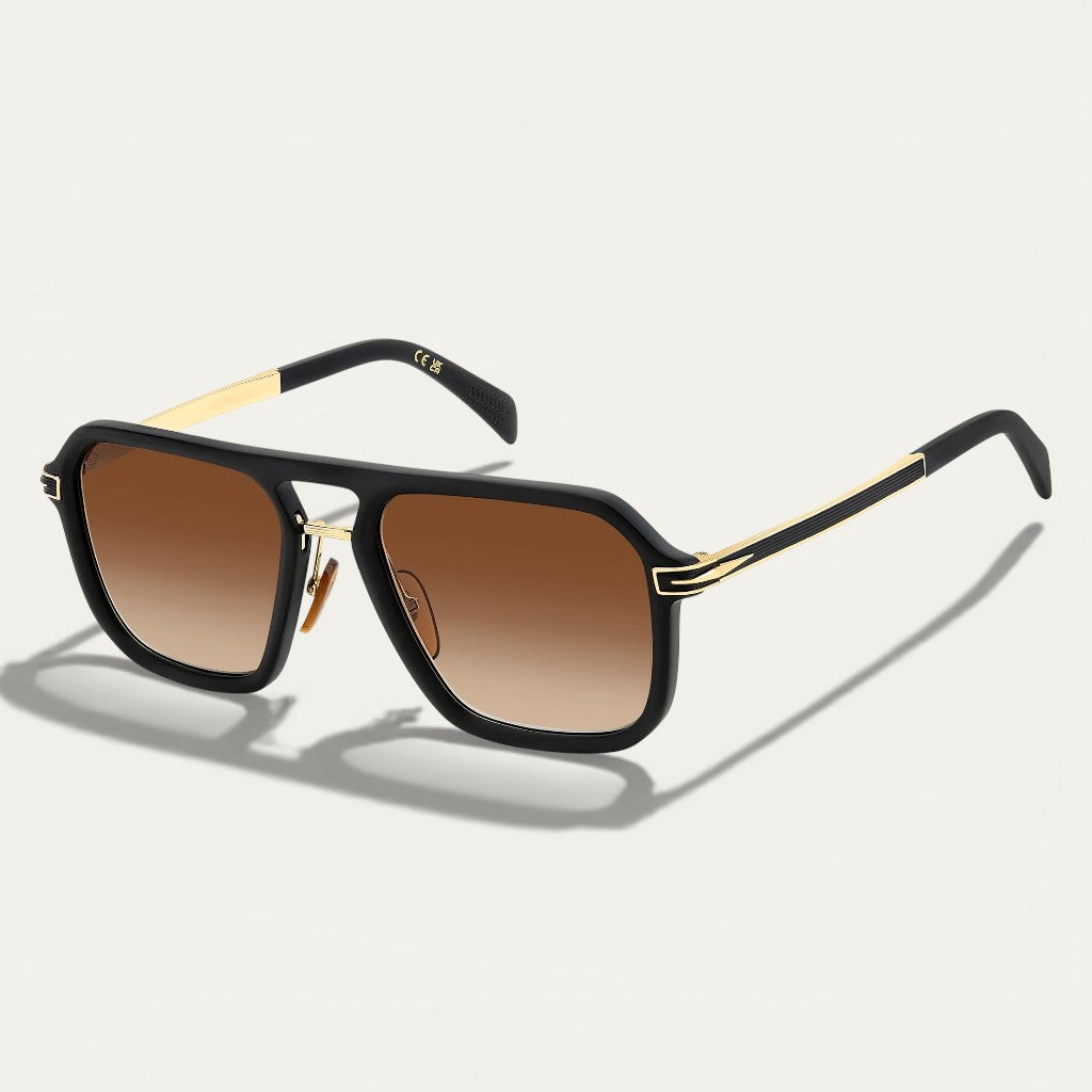 Black Gold Navigator Sunglasses | Bold Frame & Brown Gradient Lenses