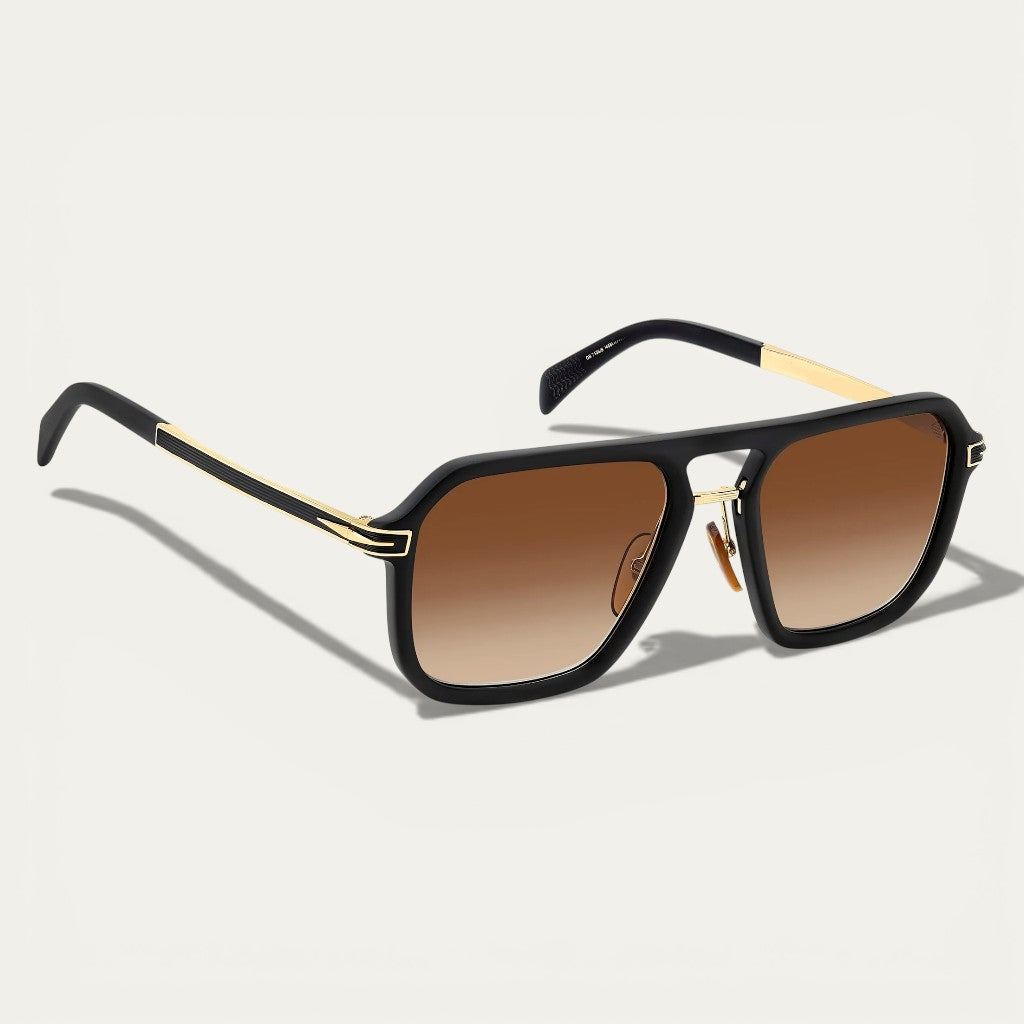 Black Gold Navigator Sunglasses | Bold Frame & Brown Gradient Lenses