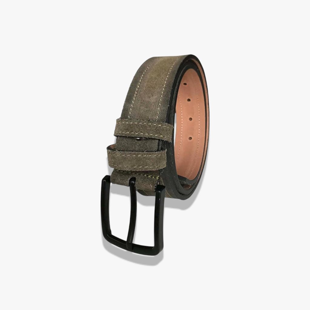 Olive Moss | Genuine Suede Belt with Matte Black Hardware