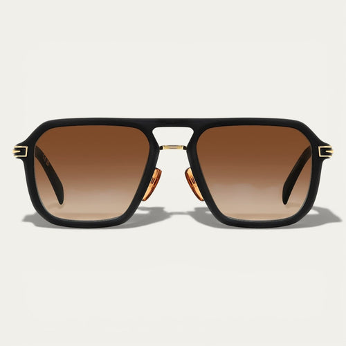 Black Gold Navigator Sunglasses | Bold Frame & Brown Gradient Lenses