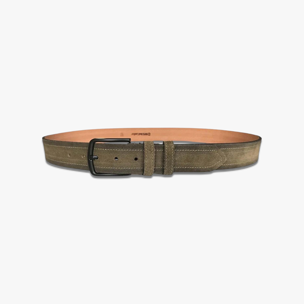 Olive Moss | Genuine Suede Belt with Matte Black Hardware